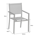 Satz von 4 Stühlen aus weißem Aluminium - graues Textilene