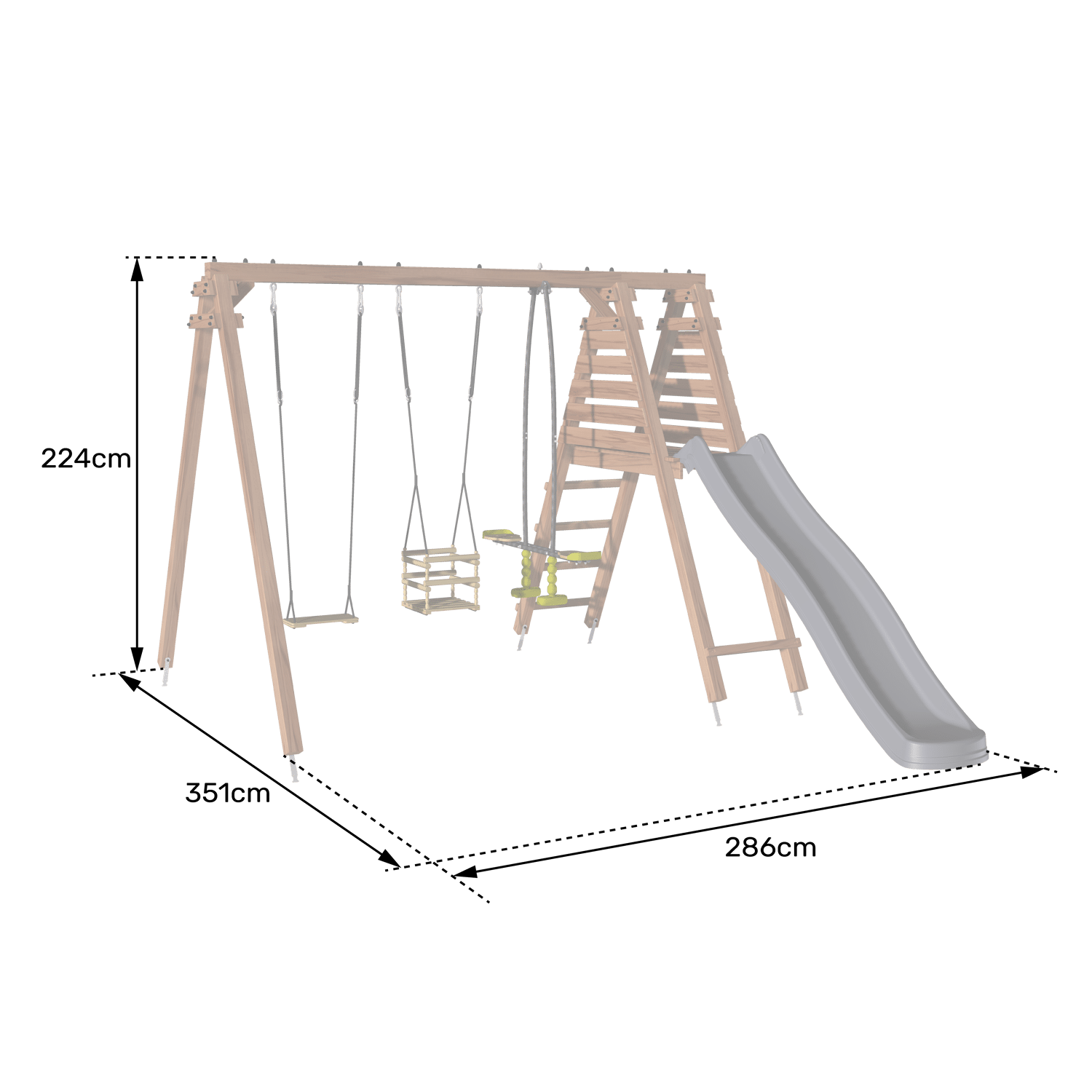 Soulet - Station en bois avec portique 3 agrès et toboggan TREFLE