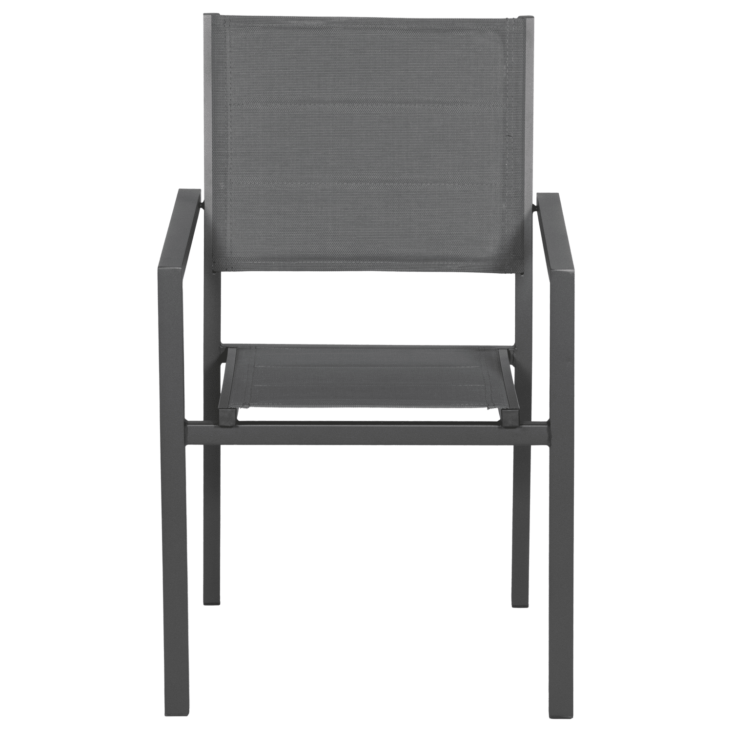 Lot de 4 chaises rembourrées en aluminium anthracite - textilène gris
