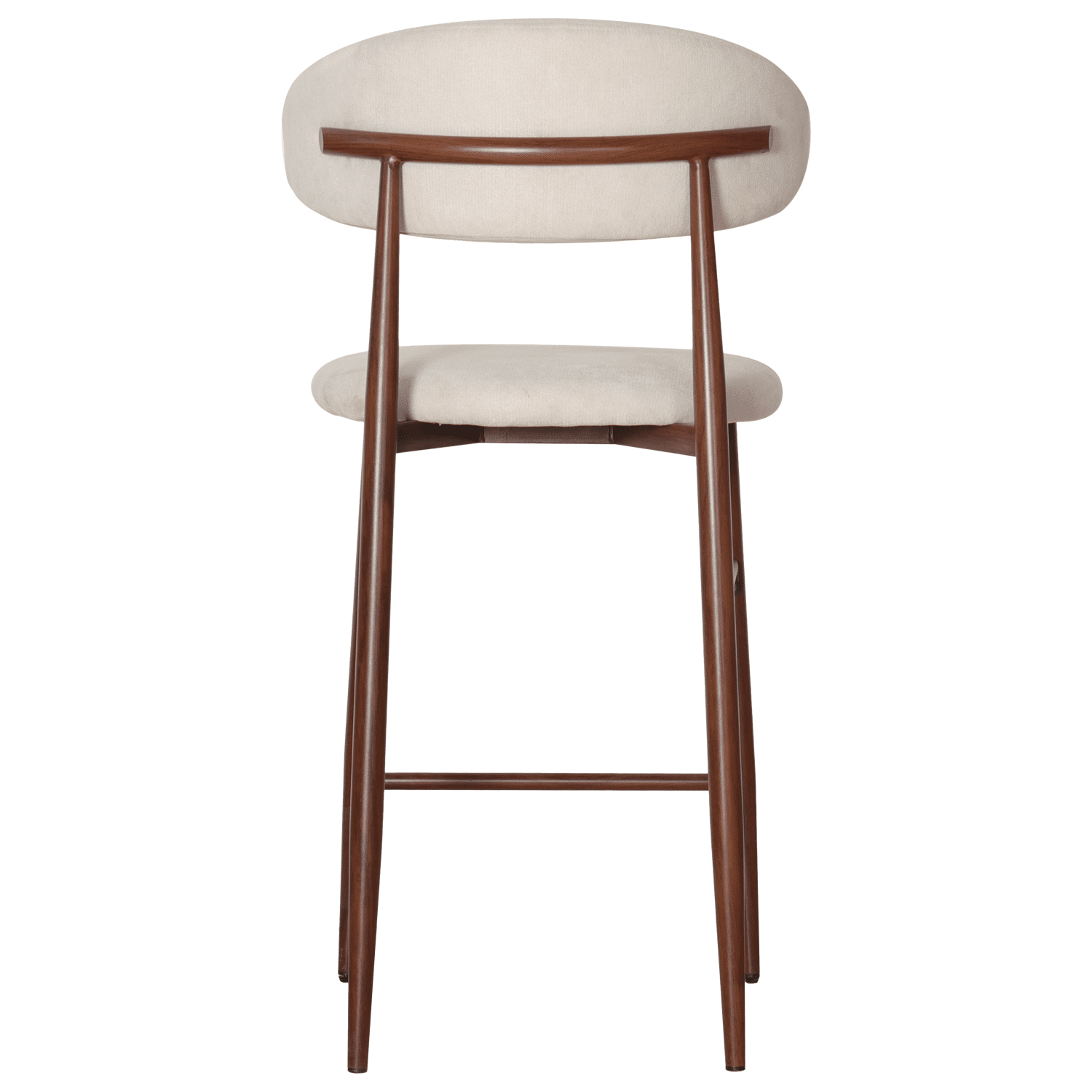Lot de 2 tabourets de bar beige et métal effet bois foncé SIMON