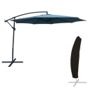 Parasol déporté OAHU rond 3,50m de diamètre bleu gris + housse