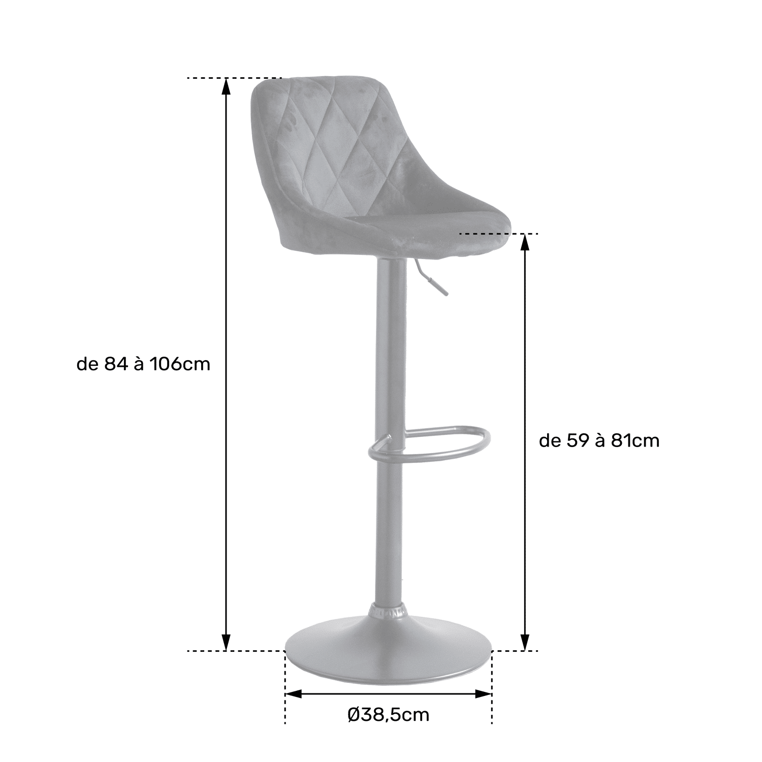 2er Set Barhockern aus schwarzem Samt ROBIN