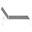 Set di 2 lettini BARBADOS in textilene grigio e tavolino - alluminio bianco