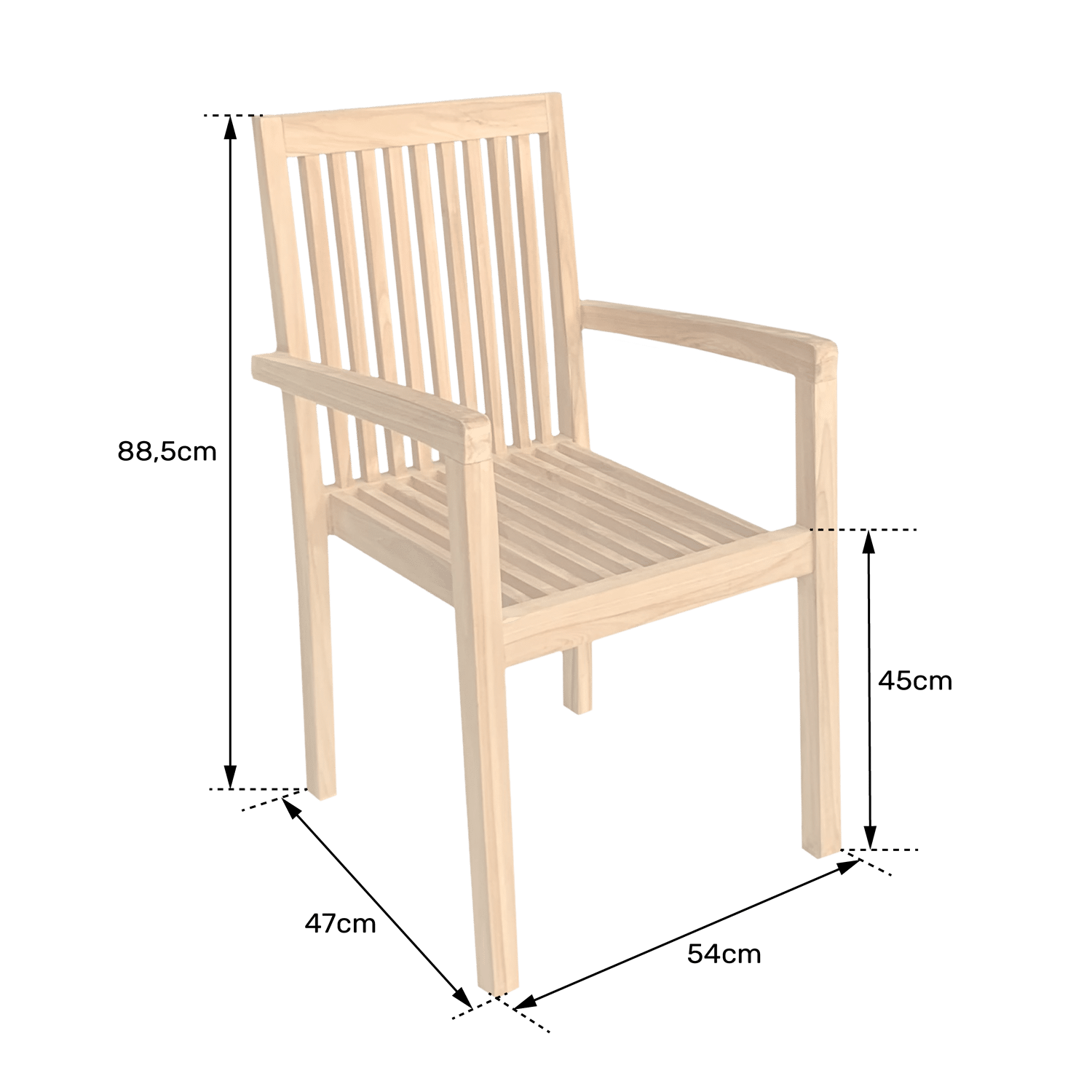 Lot de 4 chaises de jardin JAVA empilables en teck