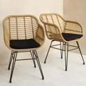 Set van 2 kunststof rotan fauteuils met kussens CINTA