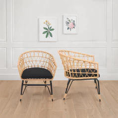 Set di 2 poltrone in rattan...