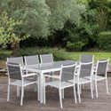 Conjunto de móveis de jardim BARI cinzento textilene 8 lugares - alumínio branco