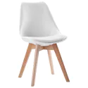 Lot de 4 chaises scandinaves NORA blanches avec coussin