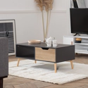Mesa de café com gaveta estilo escandinavo cinzento FREJA