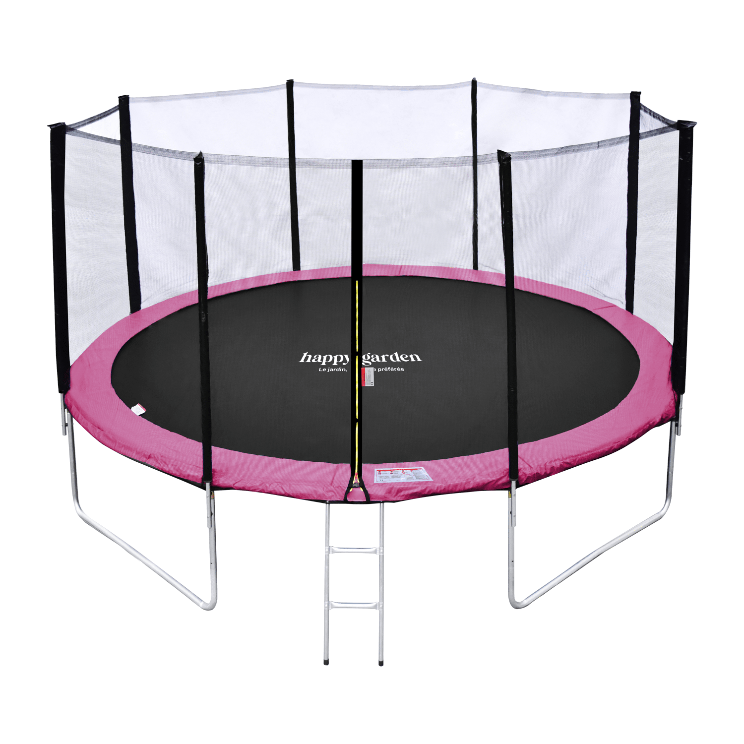 Pack Premium Trampoline 370cm réversible gris / rose PERTH + filet, échelle, bâche et kit d'ancrage