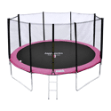 Pack Premium Trampoline 370cm réversible gris / rose PERTH + filet, échelle, bâche et kit d'ancrage