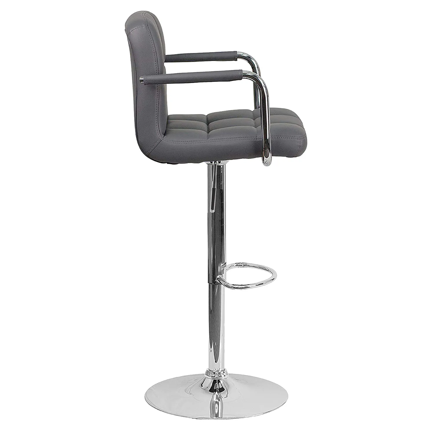 Lot de 2 tabourets de bar gris avec accoudoirs