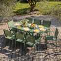 VENEZIA uitschuifbare tuinset 90/180 in saliegroen textilene 8-zits - saliegroen aluminium