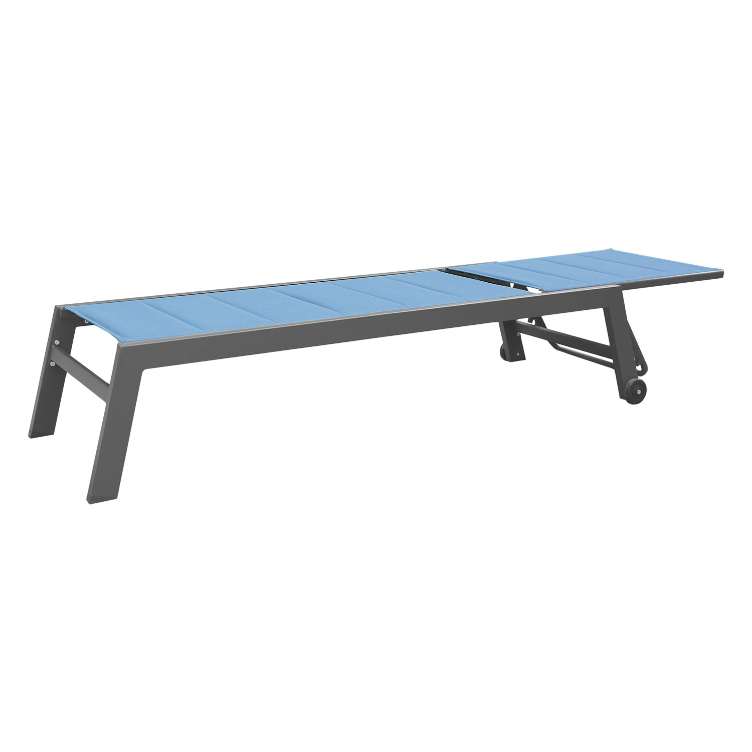 BARBADOS ligstoel in grijs-blauw textilene - antraciet aluminium