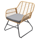 TIGA mobiliário de jardim conjunto em resina tecida 4 assentos - almofadas cinzentas