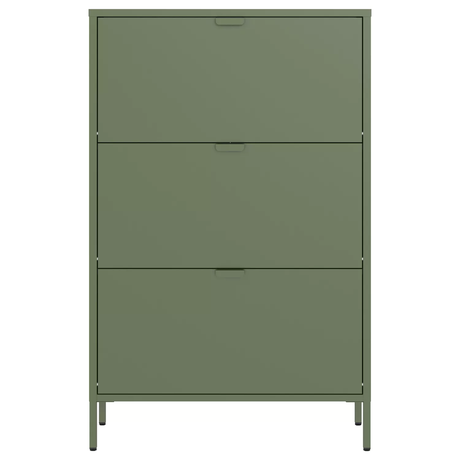 Meuble à chaussures 3 portes en métal vert kaki MARION
