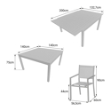 VENEZIA Set di mobili da giardino allungabili in textilene grigio 140/200 posti a sedere 10 - alluminio antracite