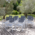 Lot de 10 chaises en aluminium blanc - textilène gris