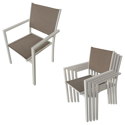 Gartenmöbel BERGAMO aus taupefarbenem Textilene 6-Sitzer - taupefarbenes Aluminium