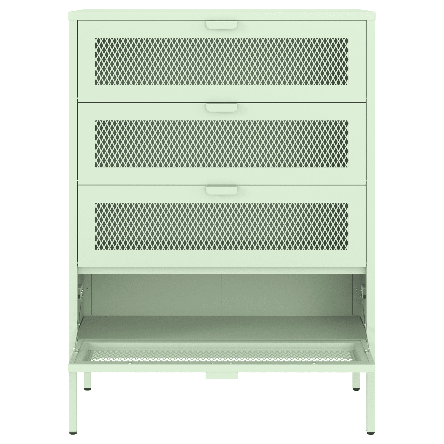 Mueble zapatero metálico verde lima de 4 puertas EMMA