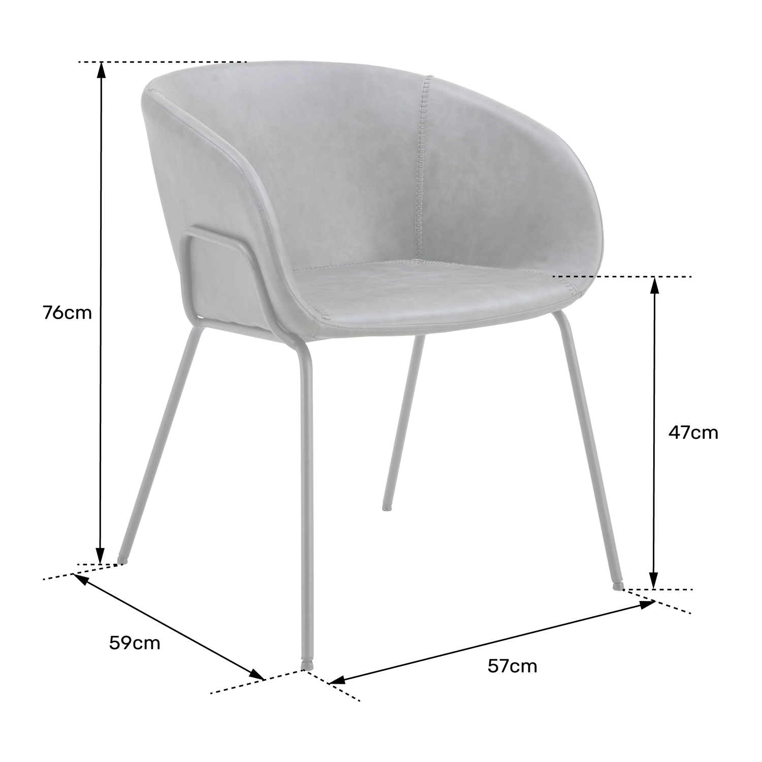 Lot de 2 fauteuils en simili gris foncé ANDRÉ