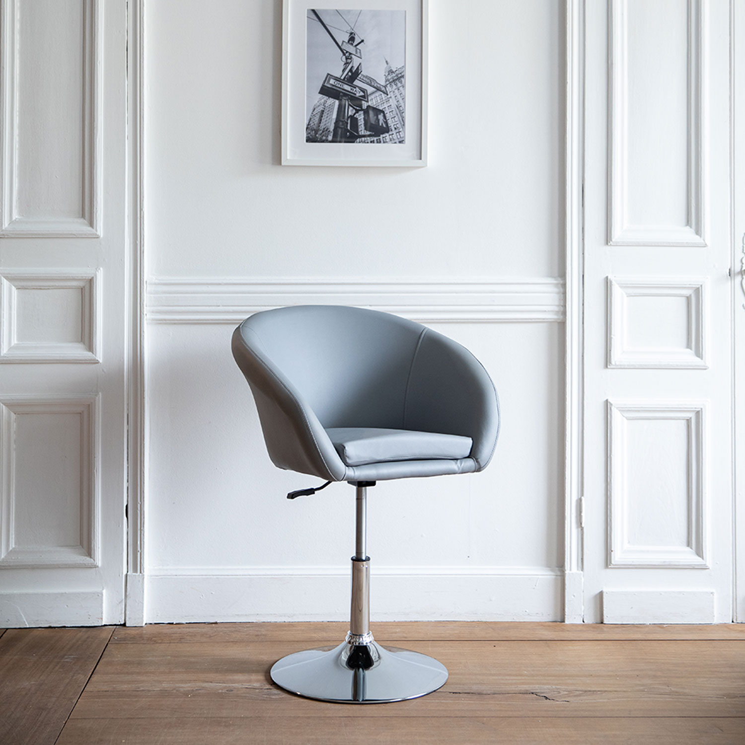 Tabouret de bar en simili gris GABIN