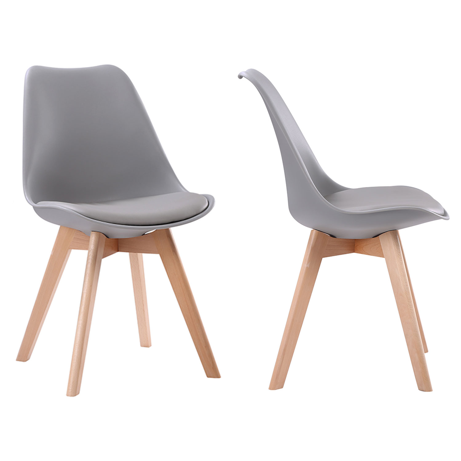 Conjunto de 2 cadeiras escandinavas cinzentas NORA com almofada
