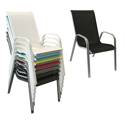 Set di 6 sedie MARBELLA in textilene nero - alluminio grigio