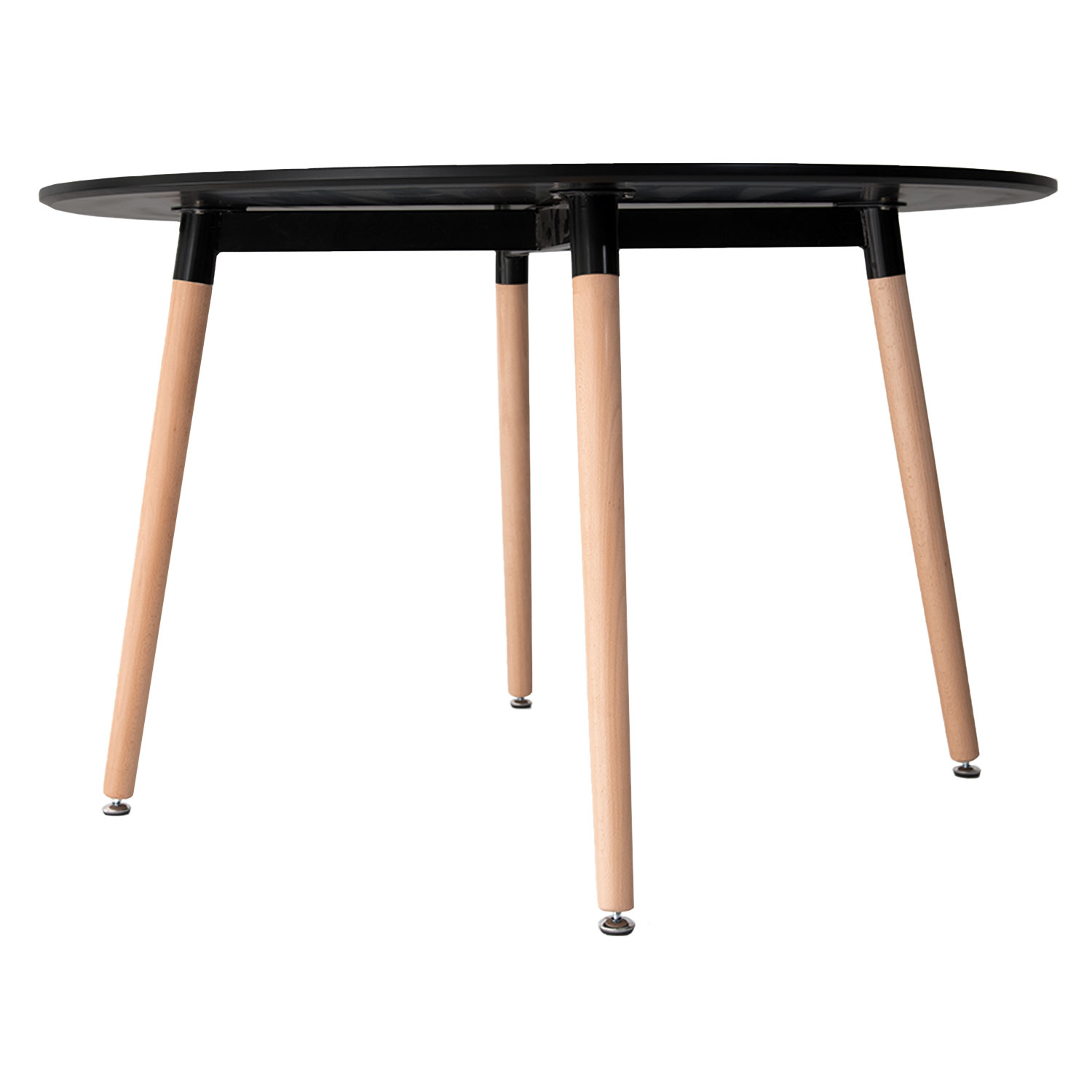 MARTHA ronde tafel 120cm en 4 stoelen NORA zwart