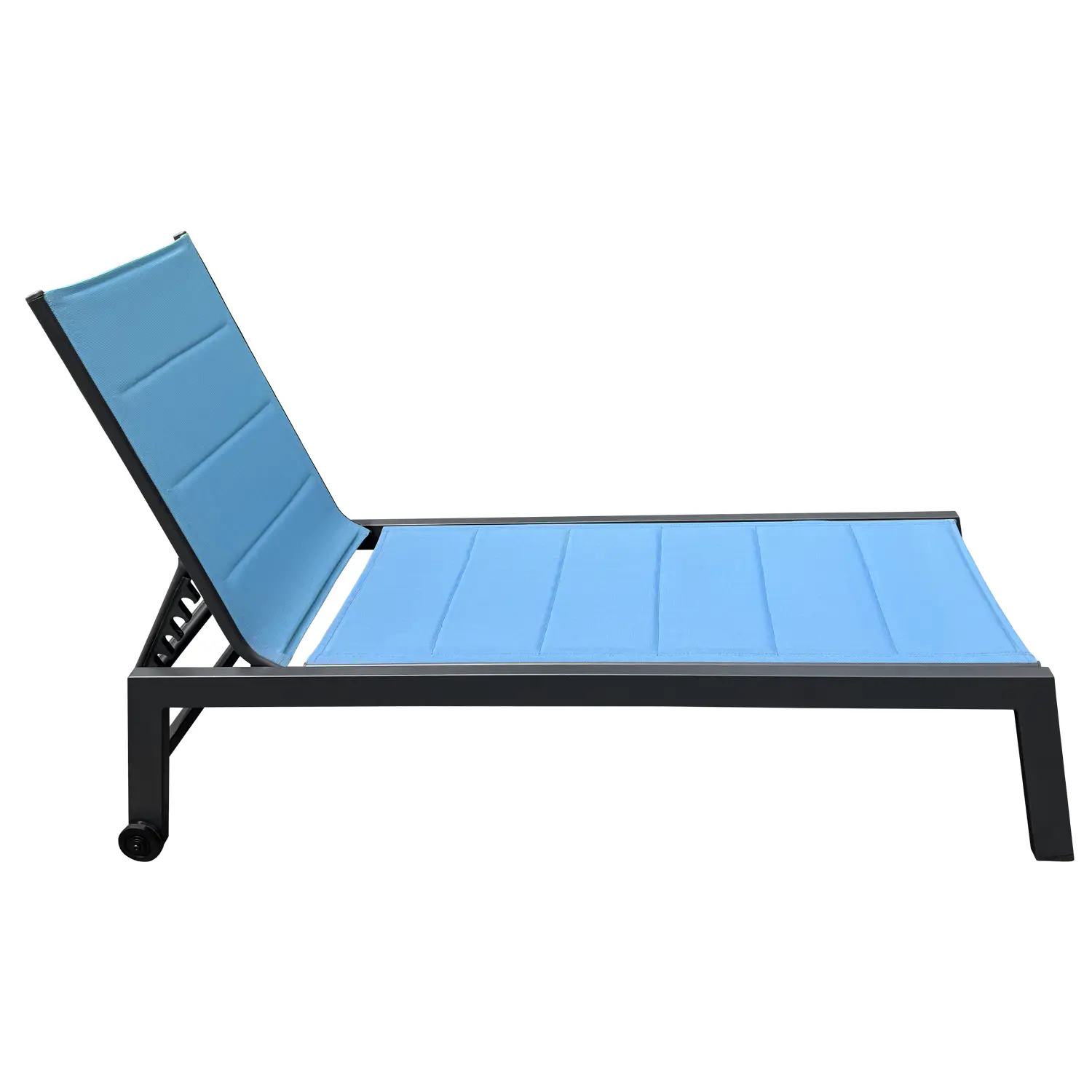 Bain de soleil en textilène bleu gris - aluminium anthracite
