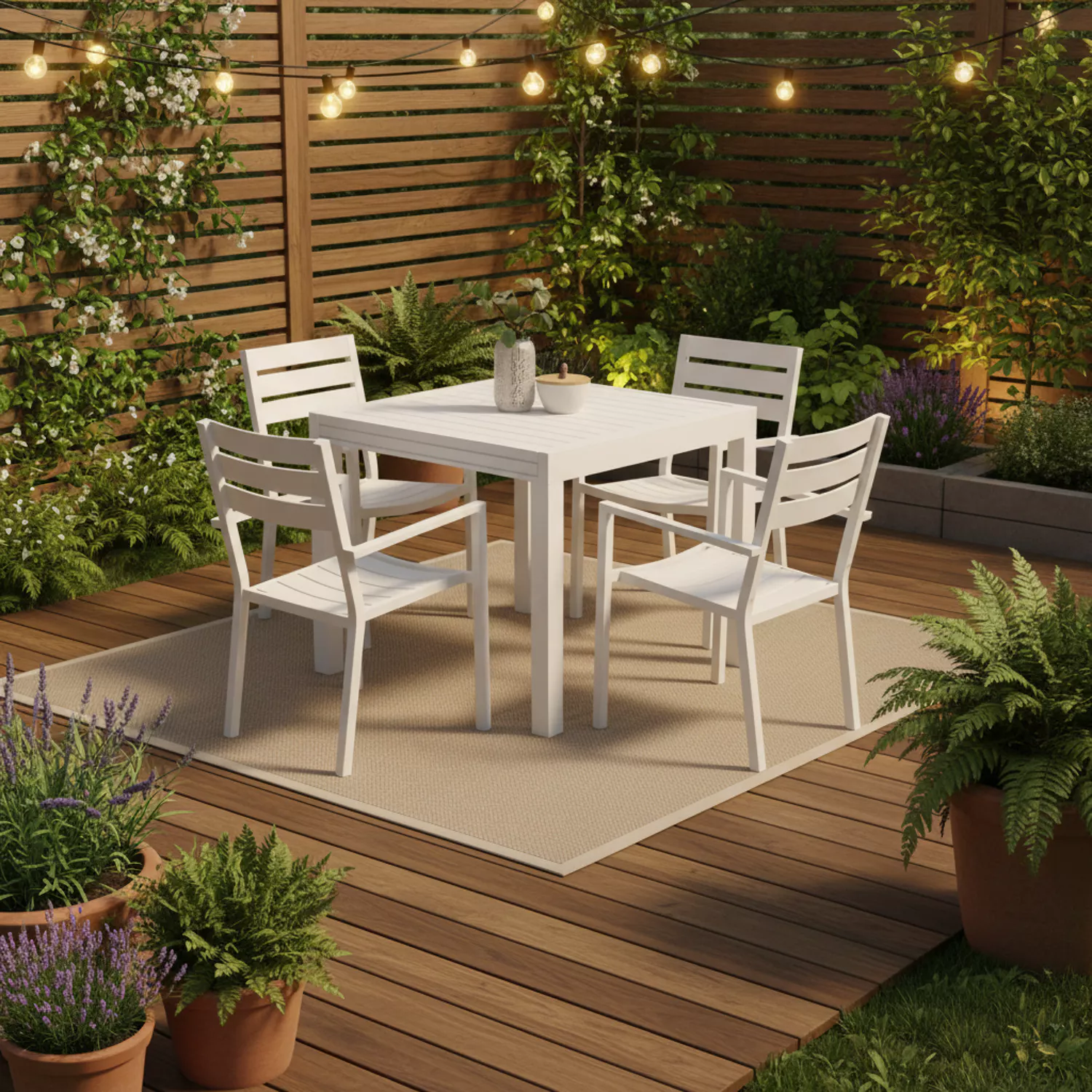 VENEZIA Uitschuifbare tuinset 90/180 in wit aluminium - 8 zitplaatsen