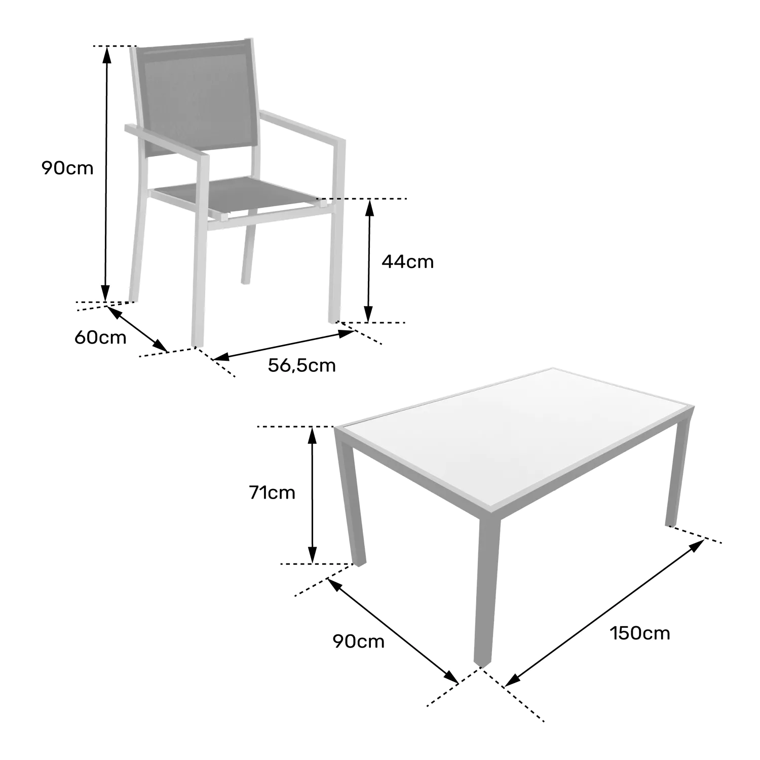 Set di mobili da giardino BERGAMO in textilene taupe 6 posti - alluminio taupe