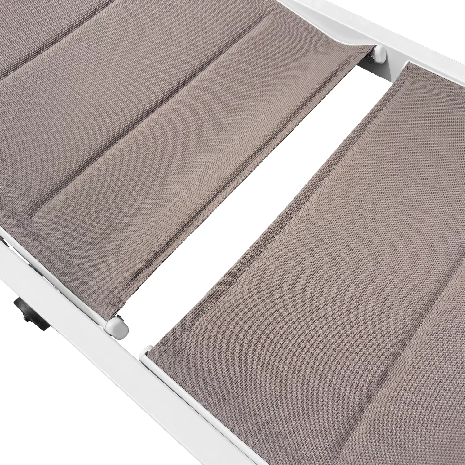 Bain de soleil en textilène taupe - aluminium blanc