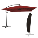 Parasol déporté MOLOKAI carré 2,7x2,7m rouge + housse