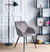 Chaise vintage velours gris