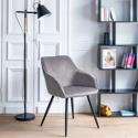 Silla vintage de terciopelo gris GISELE