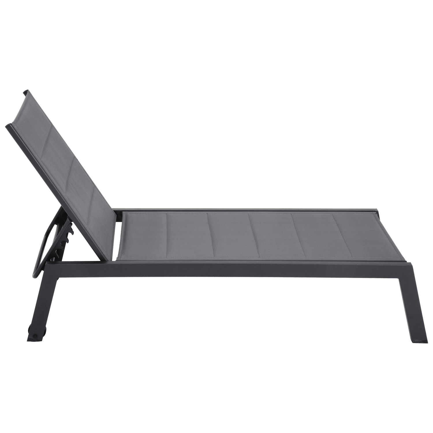Set di 2 lettini BARBADOS in textilene grigio e tavolino - alluminio grigio antracite