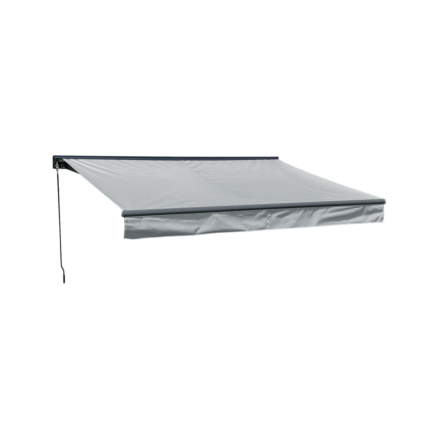 Toldo SAULE 2,95 × 2,5m com semi-canópia - Tecido cinzento e estrutura cinzenta