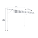 Toldo de varanda CHENE 3 × 1,2m - Tecido riscado branco/cinzento e moldura branca