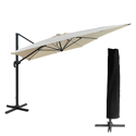 Parasol déporté MOLOKAI rectangulaire LED 3x4m beige + housse