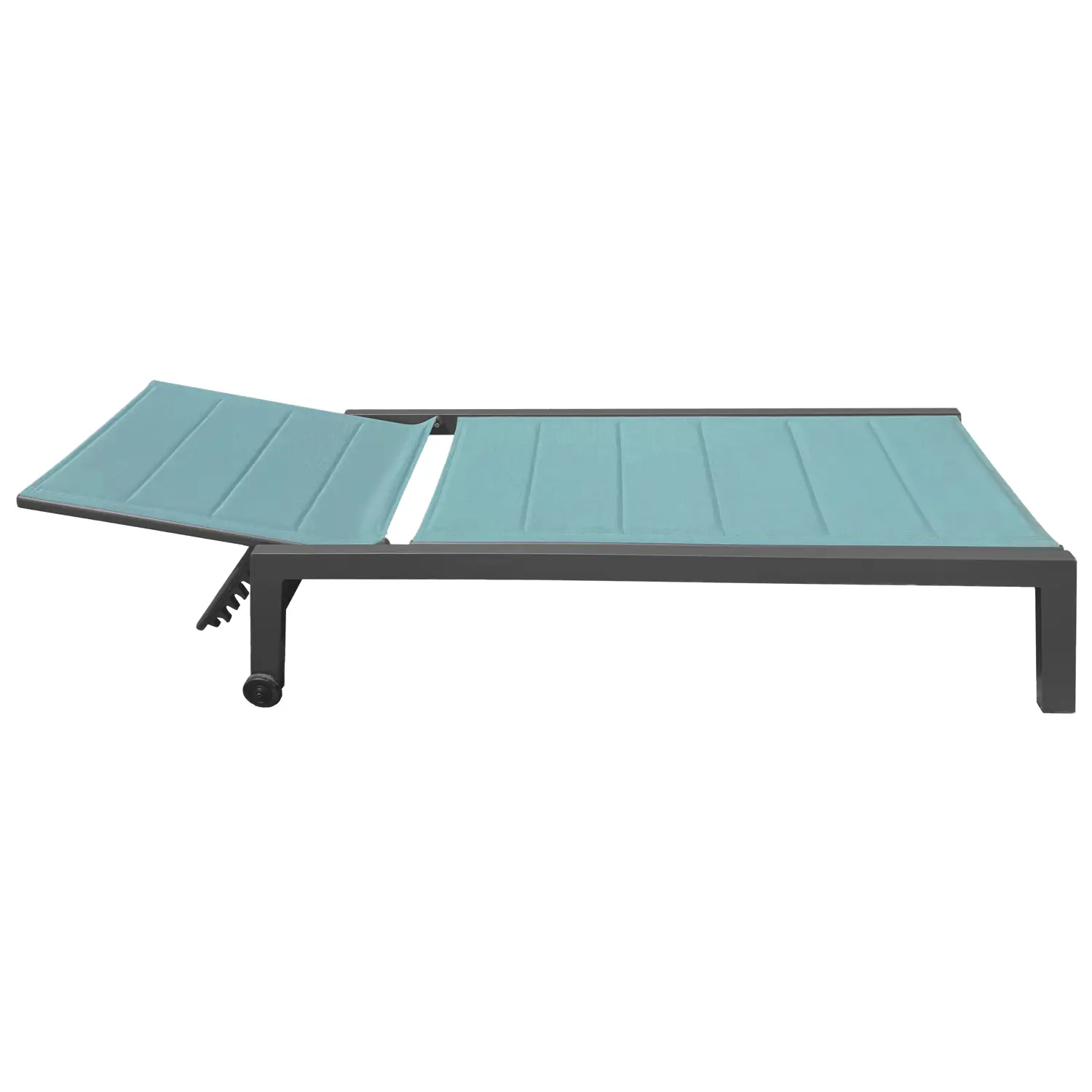 Bain de soleil en textilène vert d'eau - aluminium anthracite
