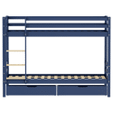 Kinderstapelbed 190x90cm donkerblauw met laden