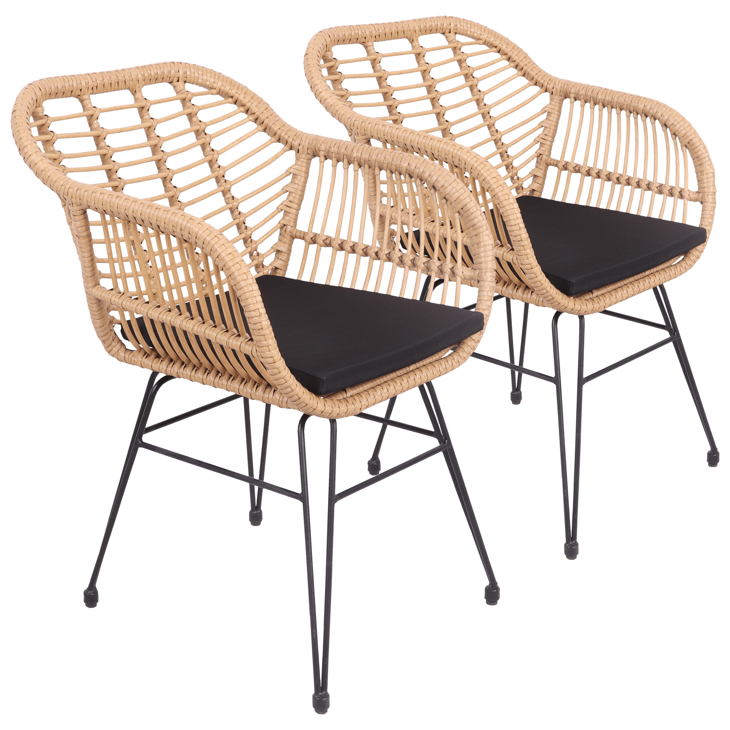 Set van 2 kunststof rotan fauteuils met kussens CINTA