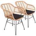 Set van 2 kunststof rotan fauteuils met kussens CINTA