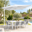 Parasol déporté rectangulaire 3x4m blanc + housse - Happy Garden
