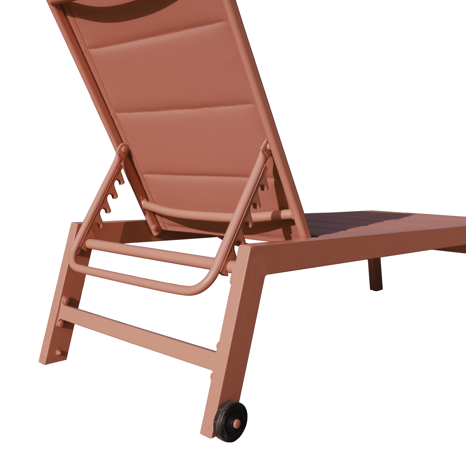 Conjunto de tumbona y mesa auxiliar BARBADOS de textileno terracota - aluminio terracota