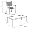 Gartenmöbel BARI aus schwarzem Textilene 8-Sitzer - Aluminium grau