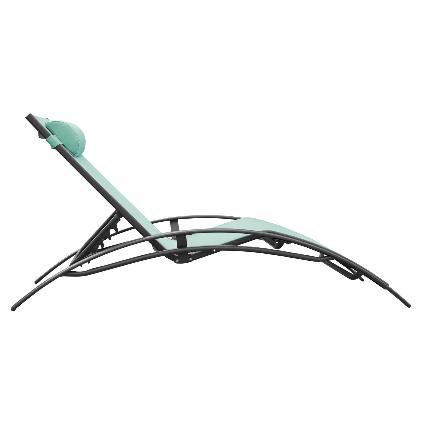 Juego de 2 tumbonas GALAPAGOS de textileno verde agua aluminio gris antracita