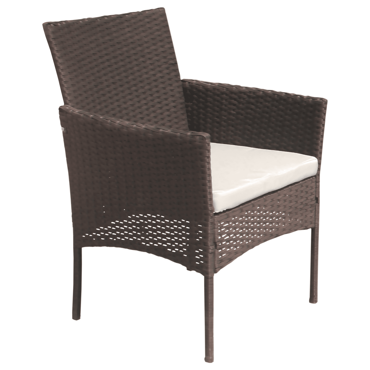 Salon de jardin CORFOU en résine tressée marron 4 places - coussins beige