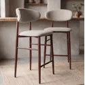 Set van 2 barkrukken in taupe gemêleerd en metaal met donker houteffect - Happy Garden